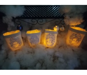 Stickserie ITH - Schneemann Redwork Lichtbeutel